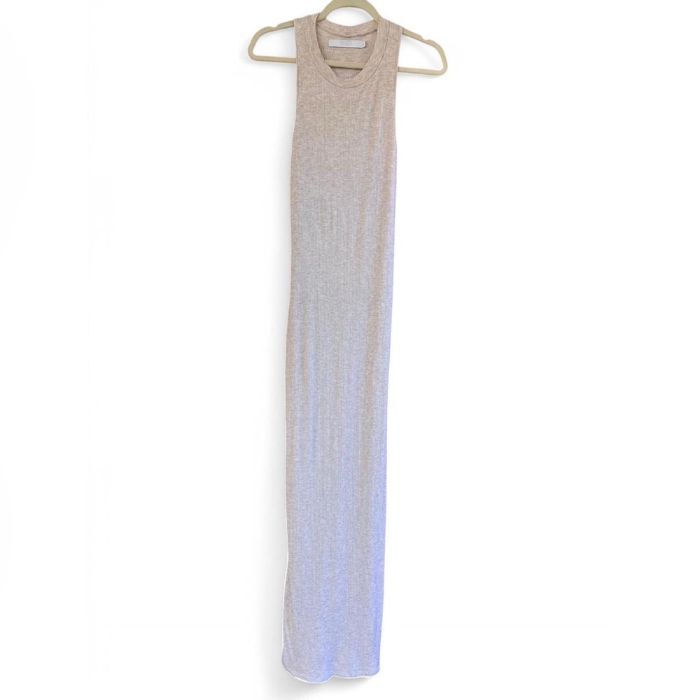 Heather Cream Ribbed High-Neck Maxi Dress Size M